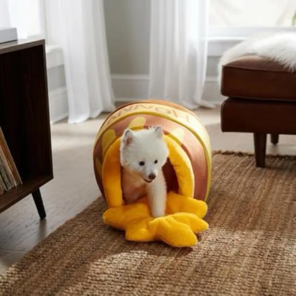 Cozy Honey Pot Cat Bed - Yellow and Brown